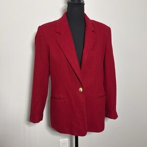 Vintage Leslie Fay Red Wool Blazer - Size 8